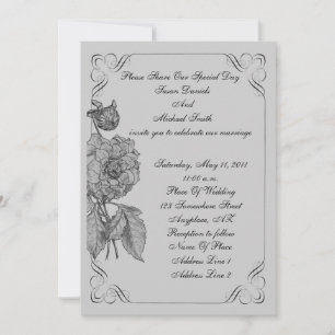 Convite de casamento de Flor de Prata Negra Elegan