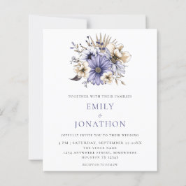 Convite De Casamento De Florais De Roxo Elegante D