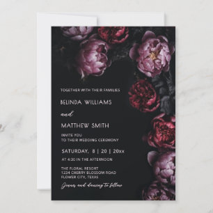 Convite de casamento de flores 3D Dark Moody