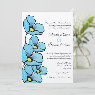 Convite De Casamento De Flores Azuis De Azul Aqua