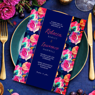 Convite de casamento de flores coloridas e elegant