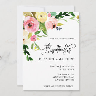 Convite De Casamento De Flores De Aquarela