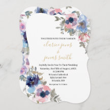 Convite De Casamento De Flores De Aquarela De mari