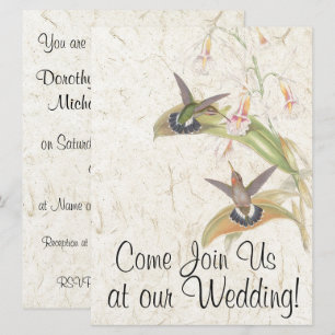 Convite de Casamento de Flores de Aves do Hummingb