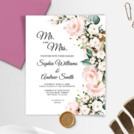 Convite De Casamento De Flores De Rosa De Escoamen