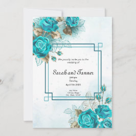 Convite De Casamento De Flores De Turquesa