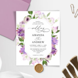 Convite De Casamento De Flores Lilac Elegantes De