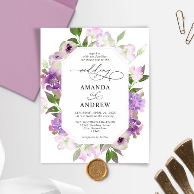 Convite De Casamento De Flores Lilac Elegantes De  (Criador carregado)