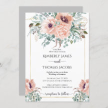 Convite De Casamento De Flores Rosa