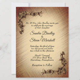 Convite de Casamento de Flores Rústicas Profundas