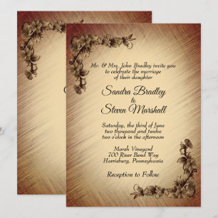 Convite de Casamento de Flores Rústicas Profundas