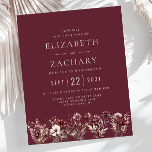 Convite de casamento de Flores Selvagens do Boho B