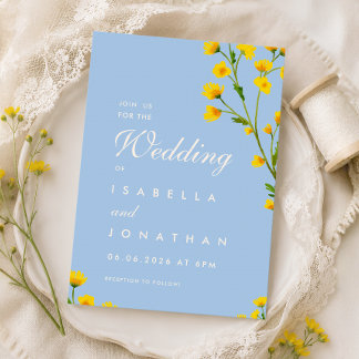 Convite de casamento de flores silvestres aquarela