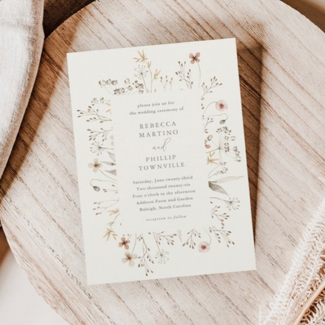 Convite de Casamento de Flores Silvestres Boho Eco (Criador carregado)