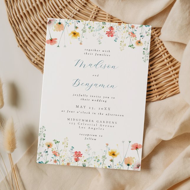 Convite de Casamento de Flores Silvestres Capricho (Criador carregado)