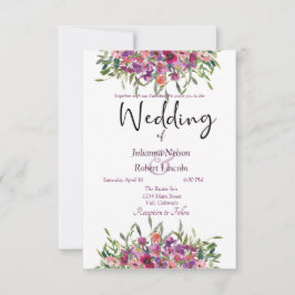 Convite de casamento de flores silvestres de aquar
