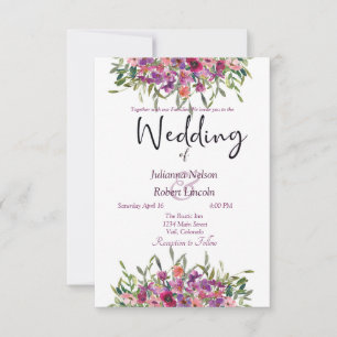 Convite de casamento de flores silvestres de aquar