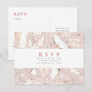 Convite de casamento de flores silvestres desenhad