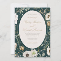 Convite de Casamento de Flores Silvestres Esmerald