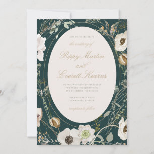 Convite de Casamento de Flores Silvestres Esmerald