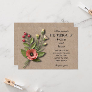 Convite de Casamento de Flores Silvestres Rústico