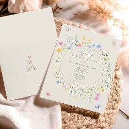 Convite de Casamento de Flores Silvestres Rústico 