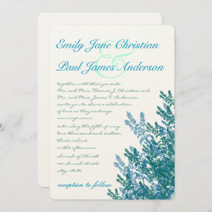 Convite De Casamento De Flores Verdes Azuis Aqua