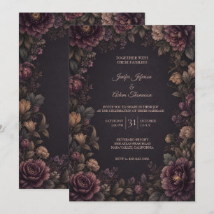 Convite de Casamento de Flores Vintage Mal-humorad