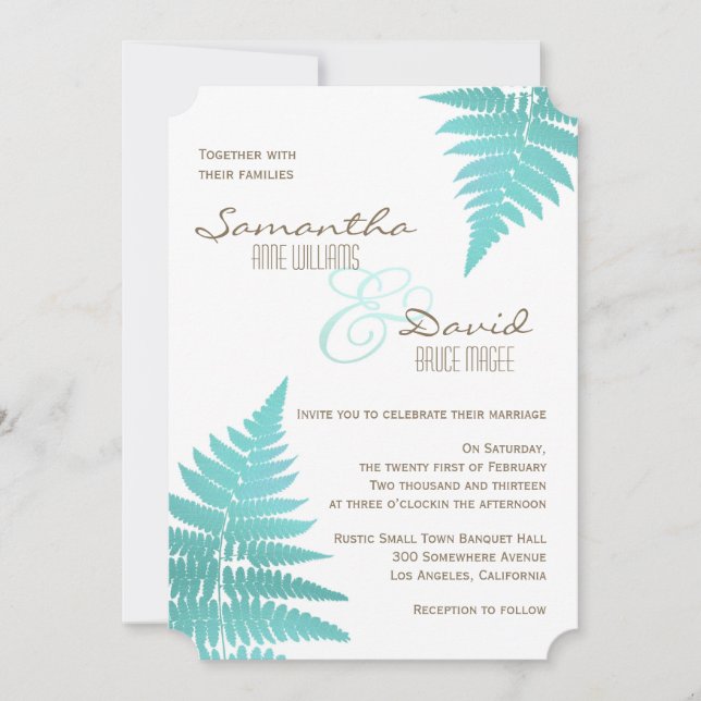 Convite de Casamento de Floresta Azul (Frente)