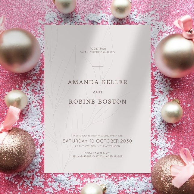 Convite de Casamento de Folha Minimalista (Criador carregado)