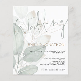 Convite De Casamento De Folhagem De Aquarela Orçam