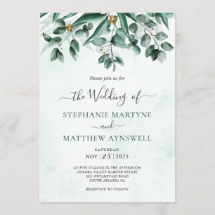 Convite De Casamento De Folhagem De Eucalyptus Wat