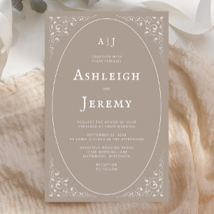 Convite De Casamento De Folhagem De Folhagem De Or