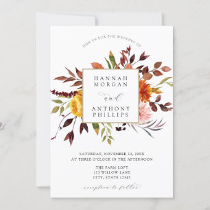 Convite de Casamento de Folhagem de Queda