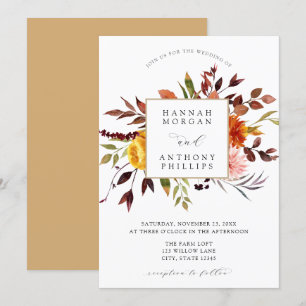 Convite de Casamento de Folhagem de Queda