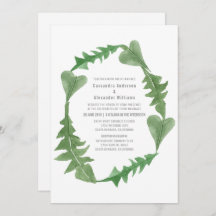 Convite de casamento de Folhagem Greenery Watercol