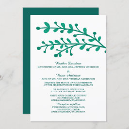 Convite de casamento de Folhagem Simples Verde
