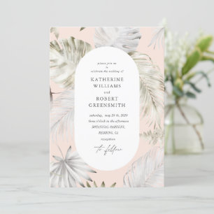 Convite De Casamento De Folhagem Tropical Luxurios