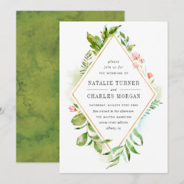 Convite De Casamento De Folhagem Verde Floral Por 