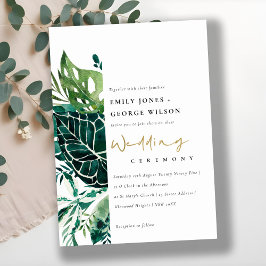 Convite de casamento de Folhagem Verde Monstera Tr