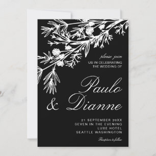 Convite De Casamento De Folhas Botânicas Desenhad