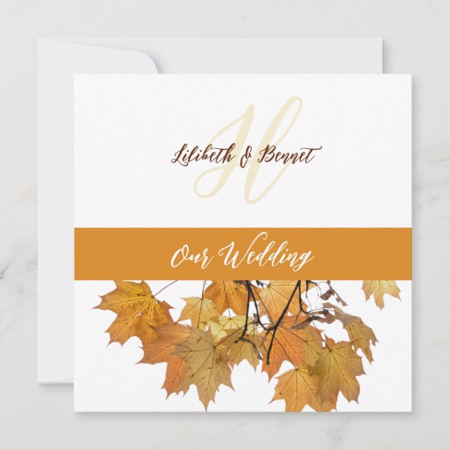 Convite de Casamento de Folhas de outono (Frente)