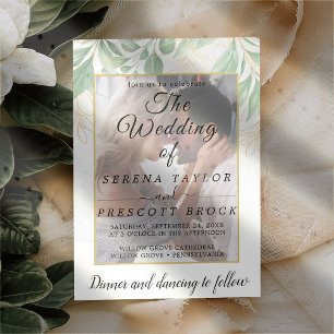 Convite De Casamento De Foliage Vellum Overlay