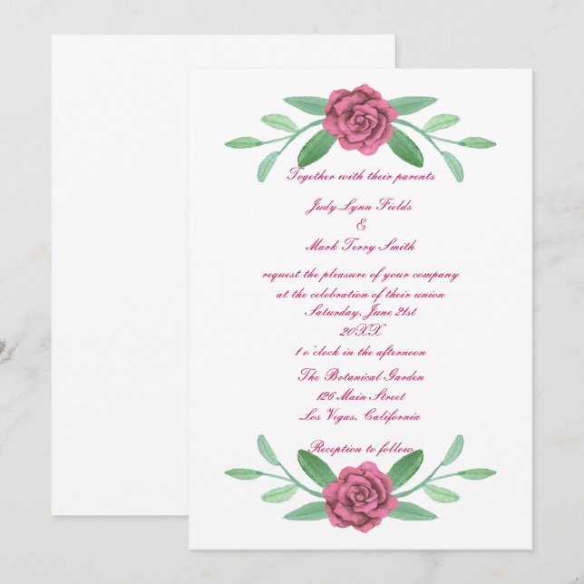 Convite De Casamento De Foliagem De Folhagem, Verd (Frente/Verso)