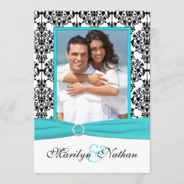 Convite de casamento de Foto Aqua, White, Black Da
