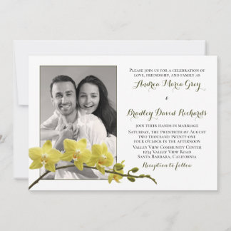 Convite De Casamento De Foto Da Orquídea Amarela