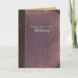 Convite de Casamento de Foto de Livro Roxo Antigo 