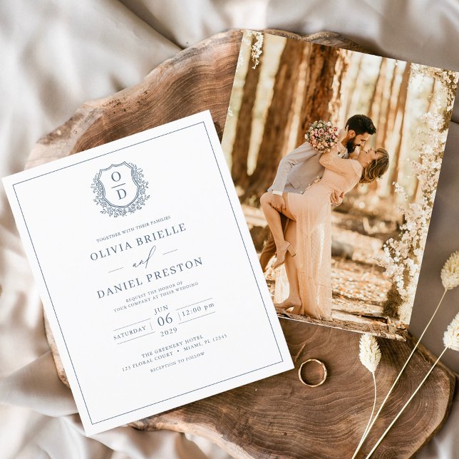 Convite De Casamento De Foto De Pé Azul Dusty (Criador carregado)