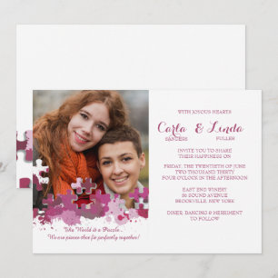 Convite de casamento de foto de peças de quebra-ca