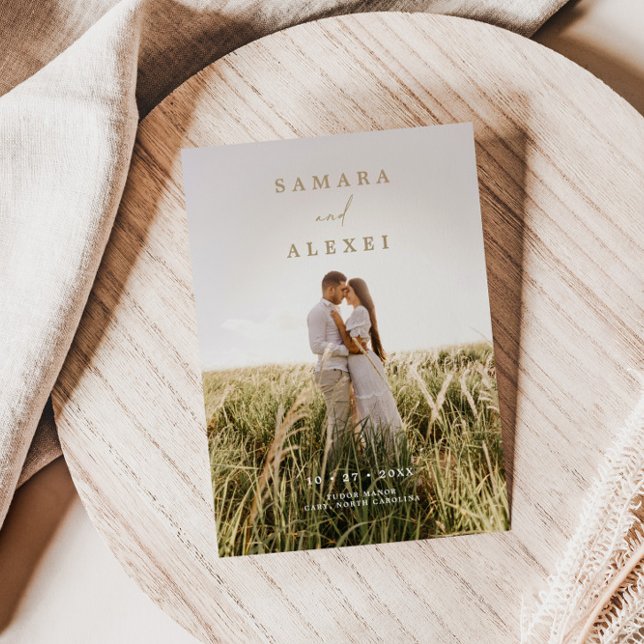 Convite De Casamento De Foto Elegante Rustic (Criador carregado)